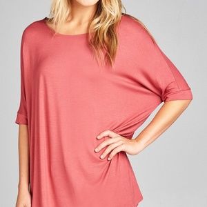Fashion elbow sleeve round neck rayon